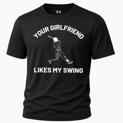 Your Girlfriend Likes My Swing Funny Baseball Humor Cooling Performance Crew T-Shirt