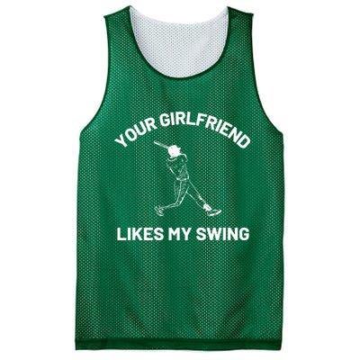 Your Girlfriend Likes My Swing Funny Baseball Humor Mesh Reversible Basketball Jersey Tank