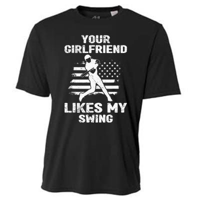 Your Girlfriend Likes My Swing Funny Baseball Cooling Performance Crew T-Shirt