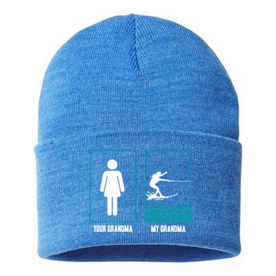 Your Grandma My Grandma Beachsports Water Skiing Cool Gift Sustainable Knit Beanie