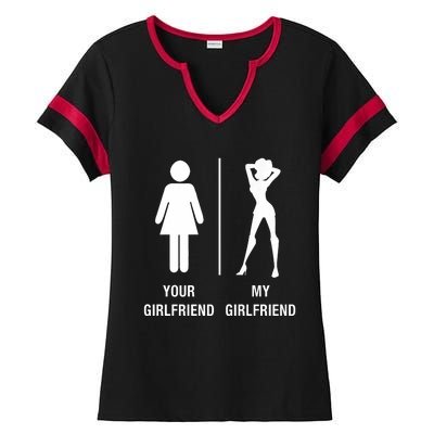 Your Girlfriend My Girlfriend Sexy Hot Bae Ladies Halftime Notch Neck Tee