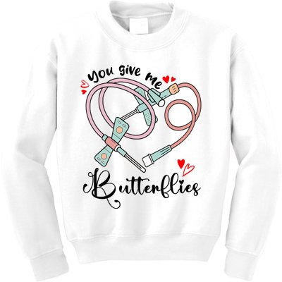 You Give Me Butterflies Phlebotomist Nurse Medical Lab Assistant Tech Lab Week Kids Sweatshirt