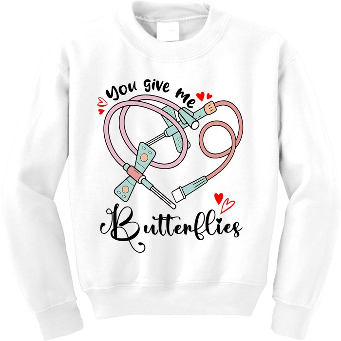 You Give Me Butterflies Phlebotomist Nurse Medical Lab Assistant Tech Lab Week Kids Sweatshirt