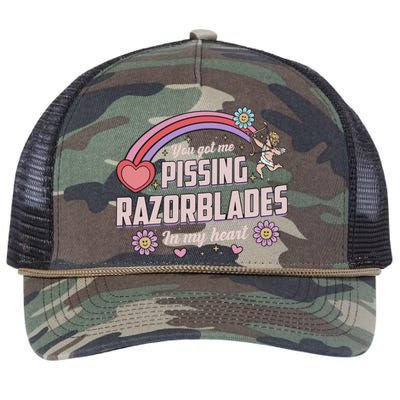 You Got Me Pissing Razorblades In My Heart Retro Rope Trucker Hat Cap