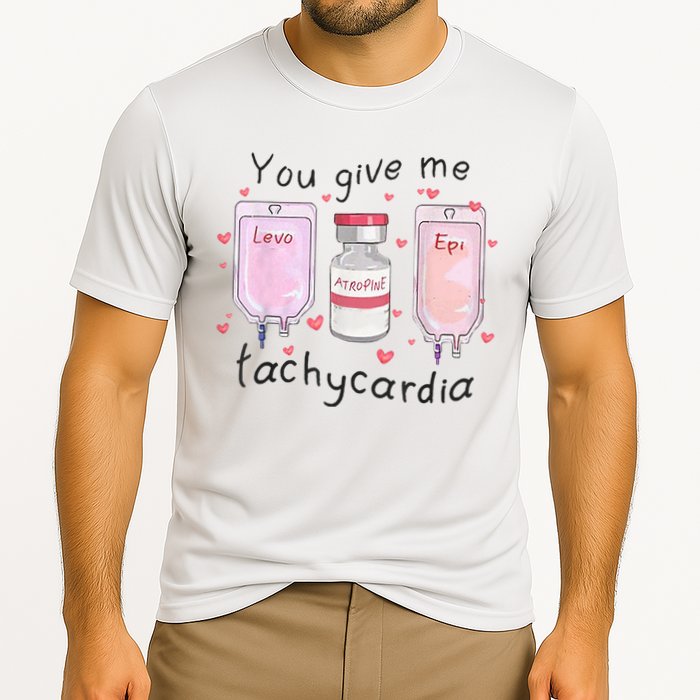 You Give Me Tachycardia Funny ICU Nurse Valentines Day Cooling Performance Crew T-Shirt