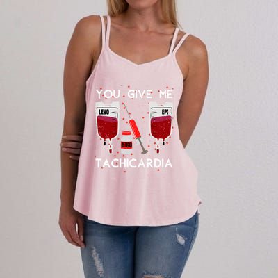 You Give Me Tachycardia Nurse Valentines Day Funny Nursing Gift Women's Strappy Tank