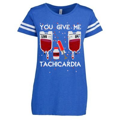 You Give Me Tachycardia Nurse Valentines Day Funny Nursing Gift Enza Ladies Jersey Football T-Shirt