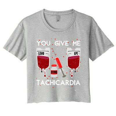 You Give Me Tachycardia Nurse Valentines Day Funny Nursing Gift Women's Crop Top Tee