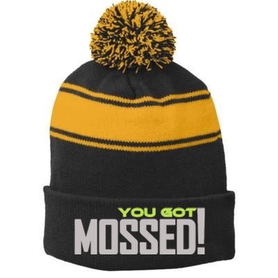 You Got Mossed Stripe Pom Pom Beanie