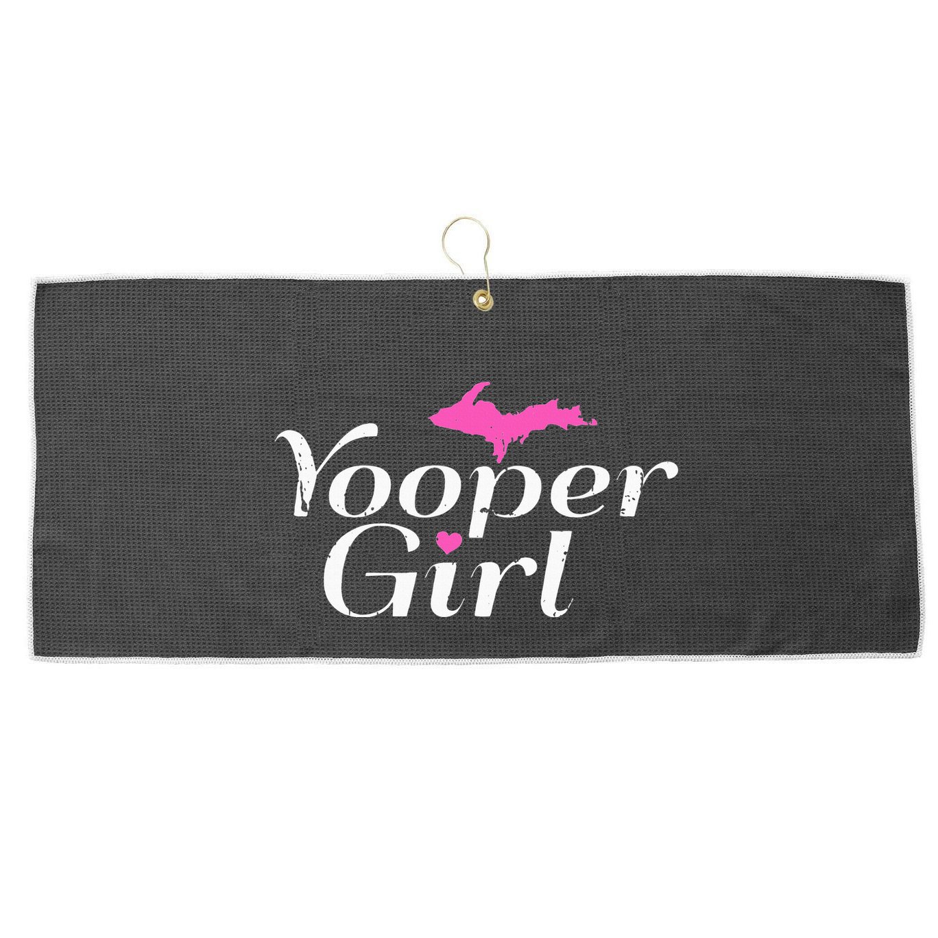Yooper Girl Michigan Upper Peninsula Midwest Roots Large Microfiber Waffle Golf Towel