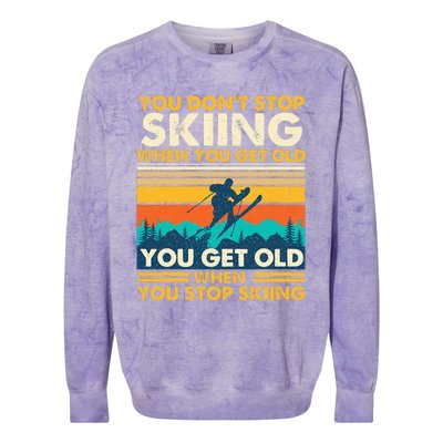 You Get Old When You Stop Skiing Winter Sports Lover Skier Colorblast Crewneck Sweatshirt