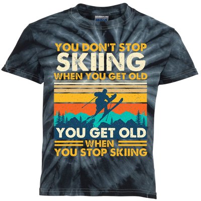 You Get Old When You Stop Skiing Winter Sports Lover Skier Kids Tie-Dye T-Shirt