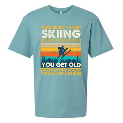 You Get Old When You Stop Skiing Winter Sports Lover Skier Sueded Cloud Jersey T-Shirt