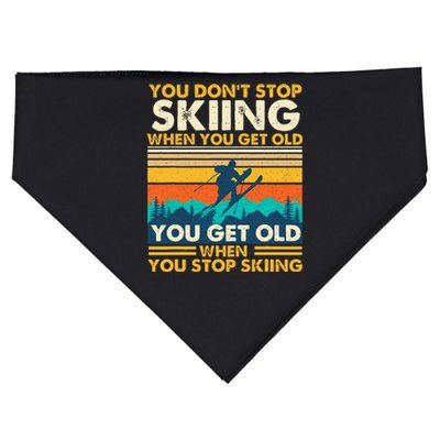 You Get Old When You Stop Skiing Winter Sports Lover Skier USA-Made Doggie Bandana