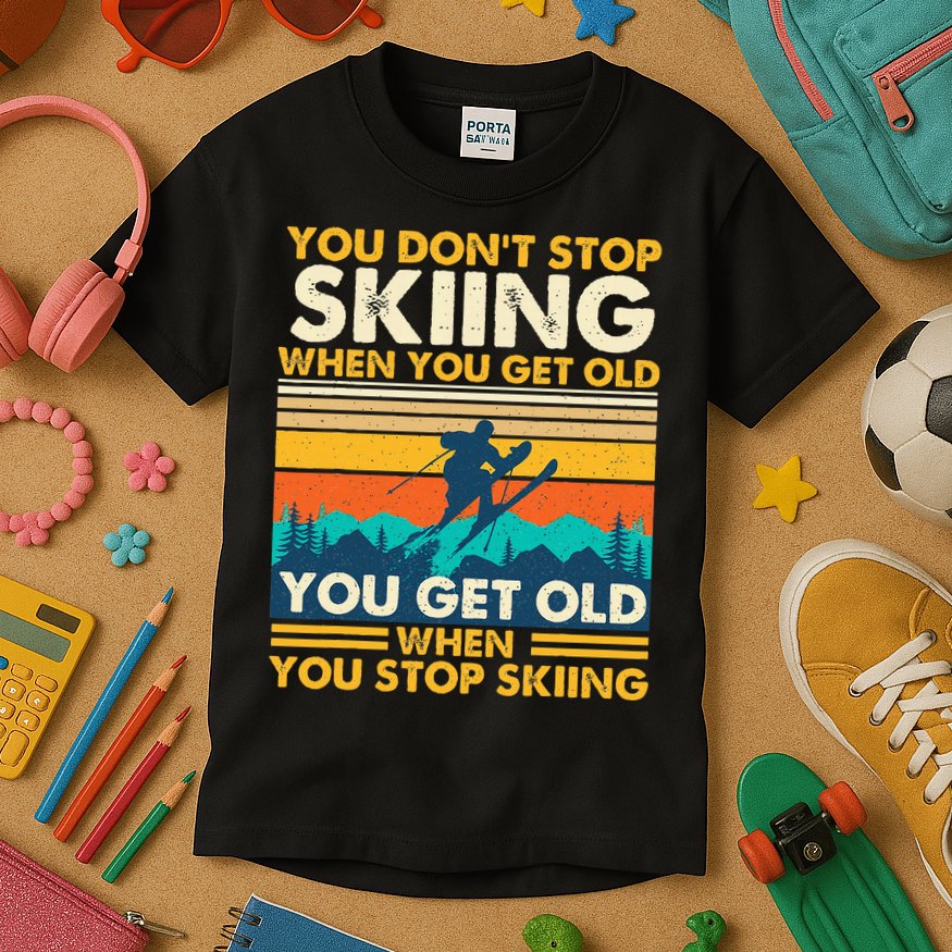 You Get Old When You Stop Skiing Winter Sports Lover Skier Kids T-Shirt
