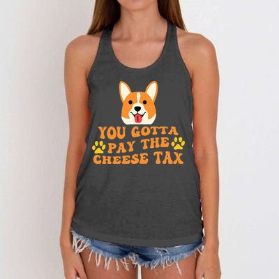 You Gotta Pay The Cheese Tax Funny Dog Meme Women's Knotted Racerback Tank