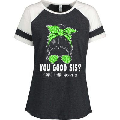 You Good Sis Mental Health Matters Awareness Human Brain Enza Ladies Jersey Colorblock Tee