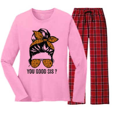 You Good Sis Mental Health Human Brain Counselor Therapist Women's Long Sleeve Flannel Pajama Set 