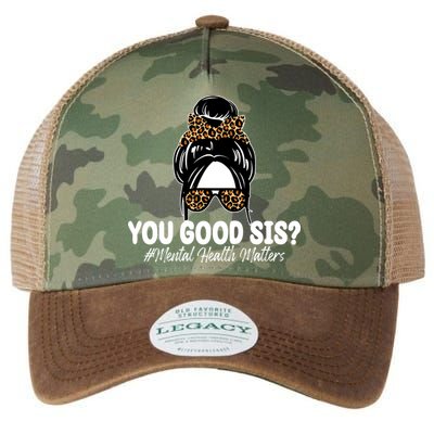 You Good Sis Mental Health Matters Hair Bun Legacy Tie Dye Trucker Hat