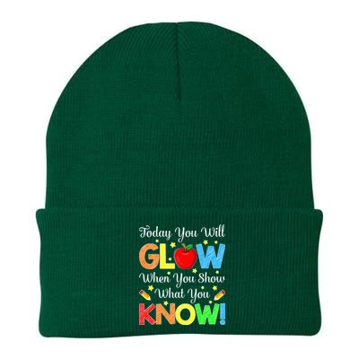 You Glow Show What You Know Teacher Test Day Knit Cap Winter Beanie