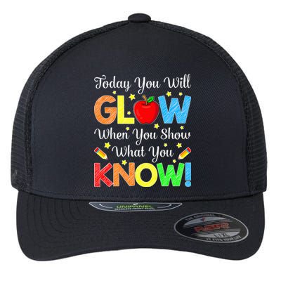 You Glow Show What You Know Teacher Test Day Flexfit Unipanel Trucker Cap