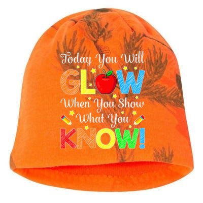 You Glow Show What You Know Teacher Test Day Kati - Camo Knit Beanie