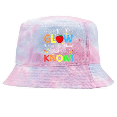 You Glow Show What You Know Teacher Test Day Tie-Dyed Bucket Hat