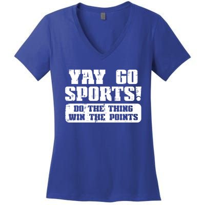 Yay Go Sports American Football Game Day Great Gift Women's V-Neck T-Shirt