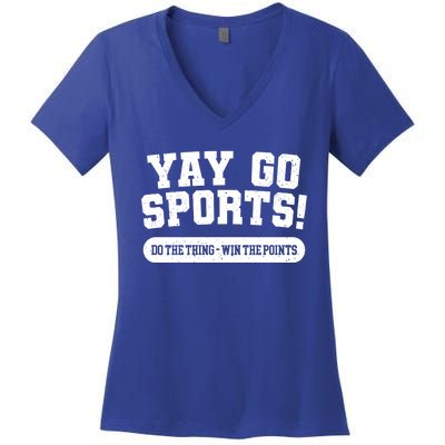 Yay Go Sports American Football Game Day Football Day Funny Gift Women's V-Neck T-Shirt