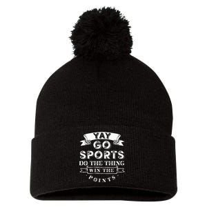 Yay Go Sports Funny Sport Team Pom Pom 12in Knit Beanie