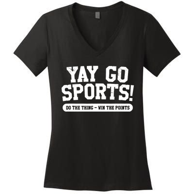 Yay Go Sports! Funny Sports Women's V-Neck T-Shirt