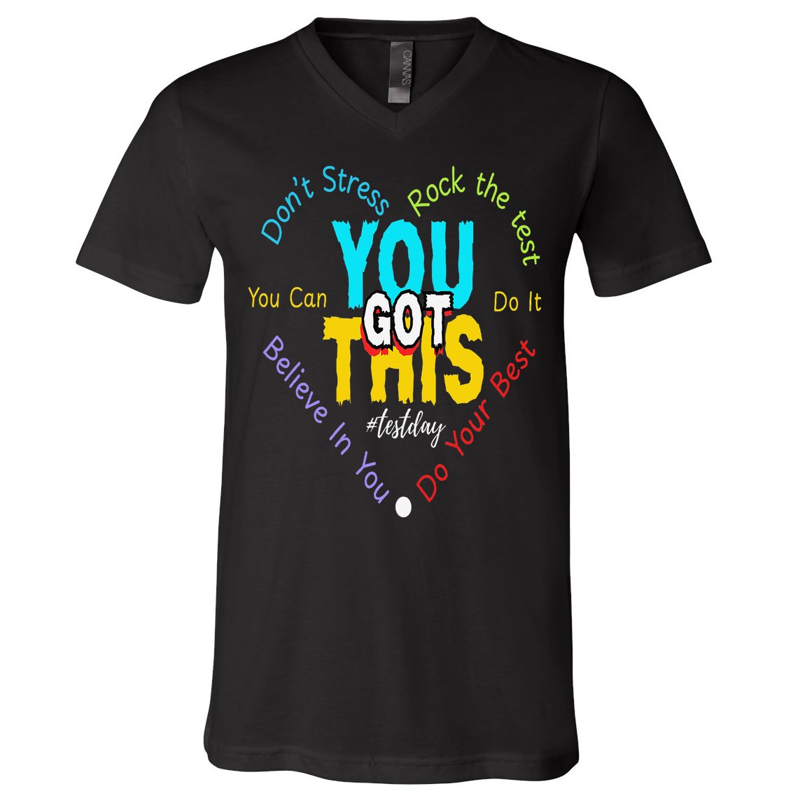 You Got This DonT Stress Rock The Test Test Day Teacher V-Neck T-Shirt