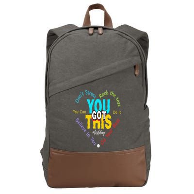 You Got This DonT Stress Rock The Test Test Day Teacher Cotton Canvas Backpack