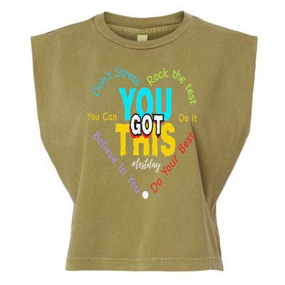 You Got This DonT Stress Rock The Test Test Day Teacher Garment-Dyed Women's Muscle Tee
