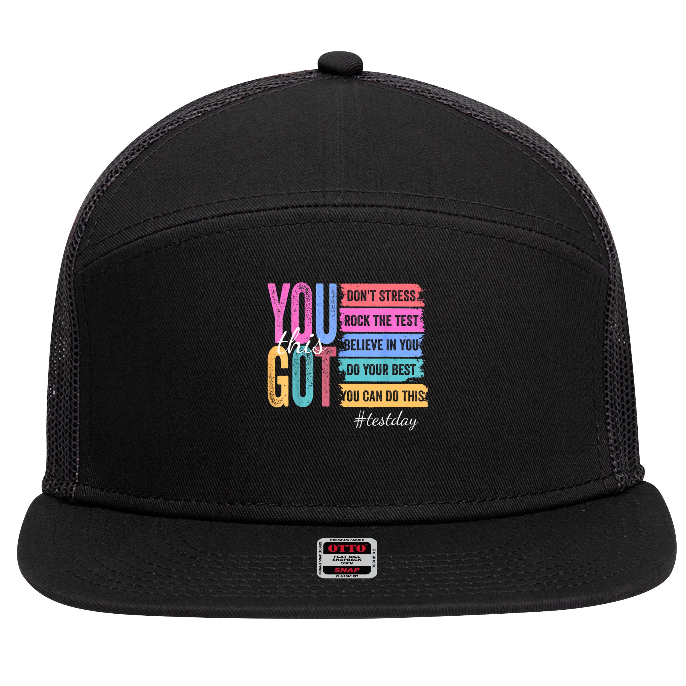 You Got This Don'T Stress Rock The Test Test Day  7 Panel Mesh Trucker Snapback Hat