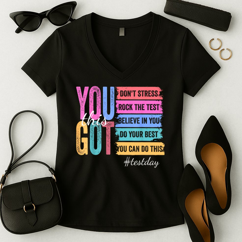 You Got This Don'T Stress Rock The Test Test Day  Women's V-Neck T-Shirt