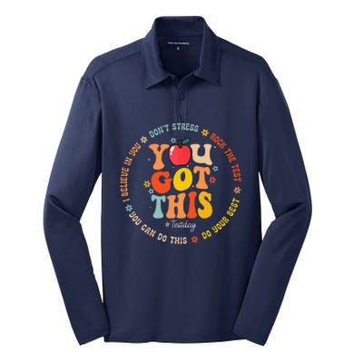 You Got This Motivational Testing Day Teacher Student Silk Touch Performance Long Sleeve Polo