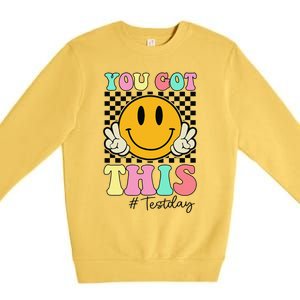 You Got This Retro Smile Teacher Student Testing Test Day Premium Crewneck Sweatshirt