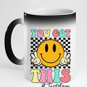 You Got This Retro Smile Teacher Student Testing Test Day 11oz Black Color Changing Mug