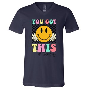 You Got This Retro Smile Teacher Student Testing Test Day V-Neck T-Shirt