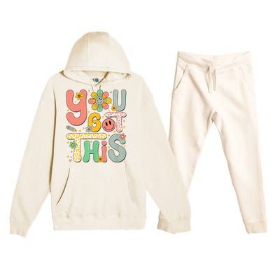 You Got This Testing Day Groovy Motivational Teacher Student Premium Hooded Sweatsuit Set