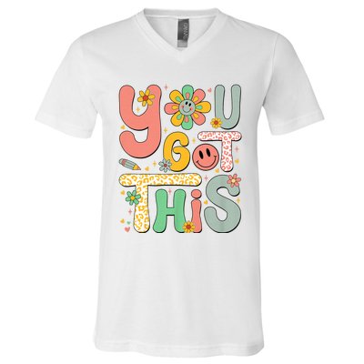 You Got This Testing Day Groovy Motivational Teacher Student V-Neck T-Shirt