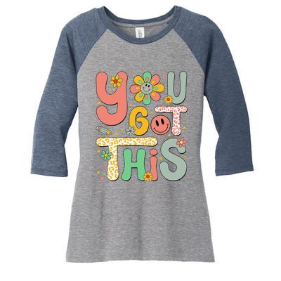 You Got This Testing Day Groovy Motivational Teacher Student Women's Tri-Blend 3/4-Sleeve Raglan Shirt