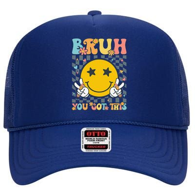 You Got This Testing Day Groovy Motivational Teacher Student High Crown Mesh Back Trucker Hat