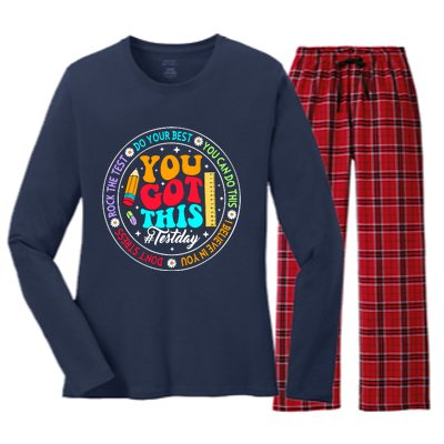 You Got This Testday School Counselor Teacher Testing Women's Long Sleeve Flannel Pajama Set 