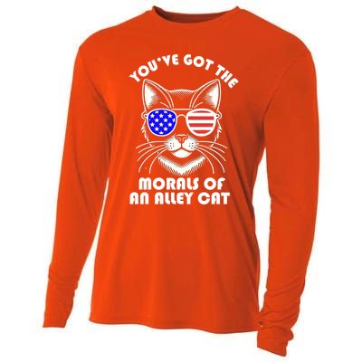 YouVe Got The Morals Of An Alley Cat 4th Of July Trump Funny Gift Cooling Performance Long Sleeve Crew