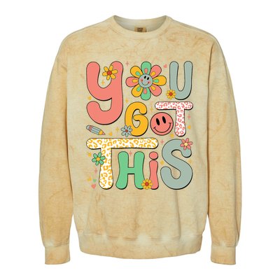 You Got This Testing Day Groovy Motivational Teacher Student Colorblast Crewneck Sweatshirt