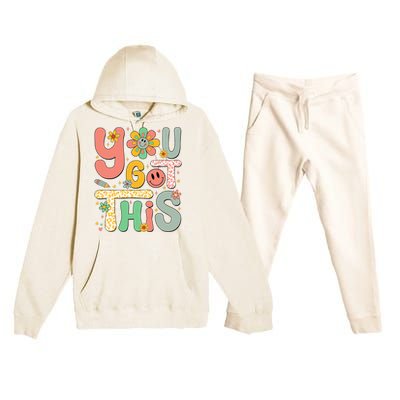 You Got This Testing Day Groovy Motivational Teacher Student Premium Hooded Sweatsuit Set