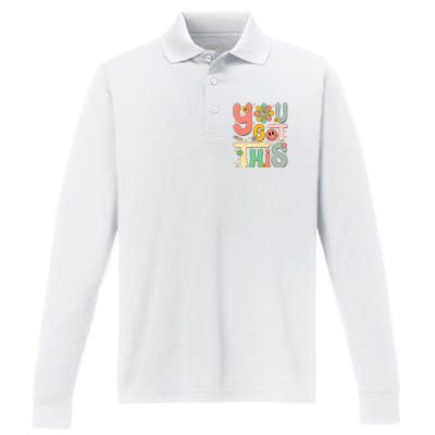 You Got This Testing Day Groovy Motivational Teacher Student Performance Long Sleeve Polo