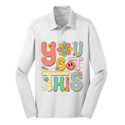 You Got This Testing Day Groovy Motivational Teacher Student Silk Touch Performance Long Sleeve Polo